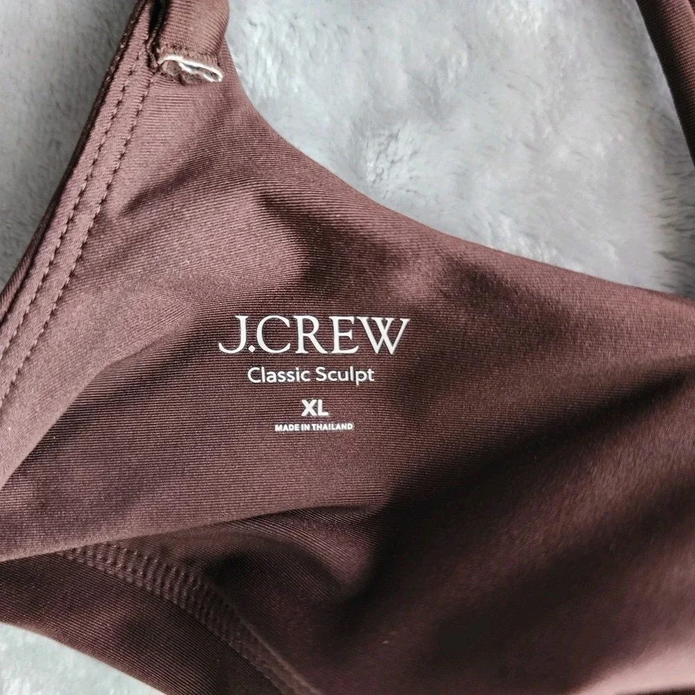 J.Crew Bikini Top Womens Size XL Brown Classic Sculpt Magic Fabric Lana Swim NWT